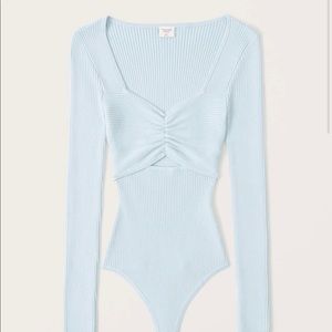 Abercrombie Cinched Cutout Sweater Bodysuit, light blue, size medium, never worn